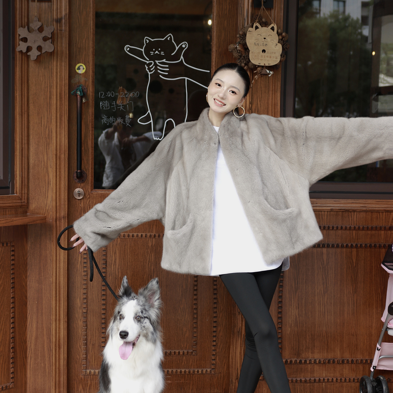 | Gemini | Bat Sleeve Imported Mink Outwear for Women Whole Mink Mink Velvet Fur Outwear
