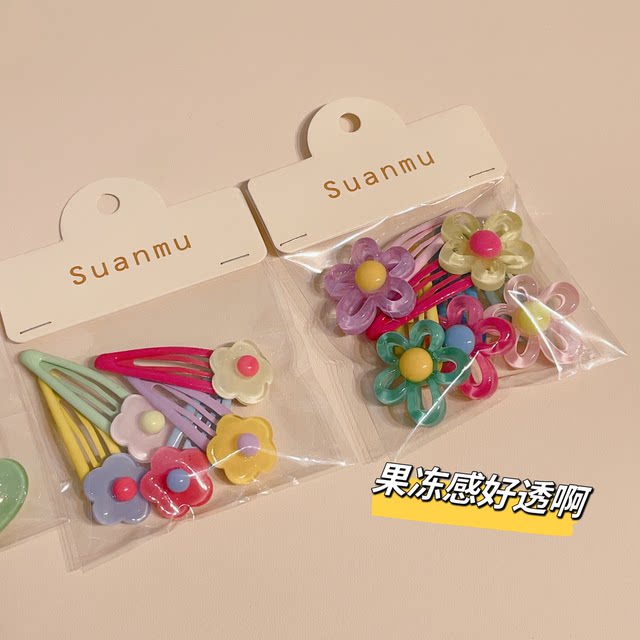 ເດັກນ້ອຍ doll break-off clip 2023 new jelly color bangs BB clip cute cartoon oil dripping small clip headwear for women