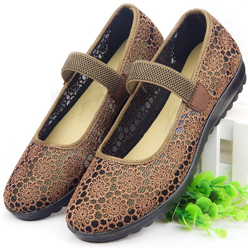 Cloth Shoes Women's Summer Old Beijing Shoes Old Beijing Shoes Seniors Women's Soft Bottom Flat Bottom Comfort Round-Round Hollowed-out Mom Casual