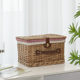 Liu Ruixuan Storage Basket, Rattan Woven, Large Covered Portable Storage Box for Toys and Snacks, Wicker Picnic Basket