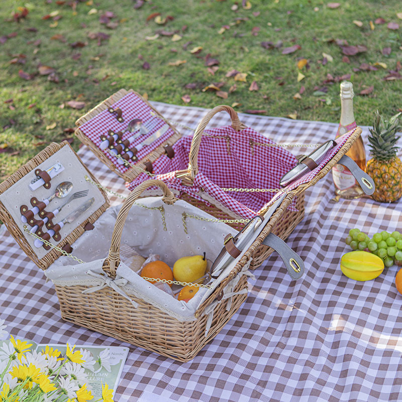 Liu Ruixuan Wicker Picnic Basket with Lid Outdoor Picnic Basket ins Countryside Picnic Basket with Lid