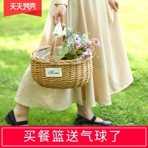 Liu Ruixuan Willow picnic basket Picking basket with hand gift basket Gift basket Fruit basket Flower basket portable vegetable basket