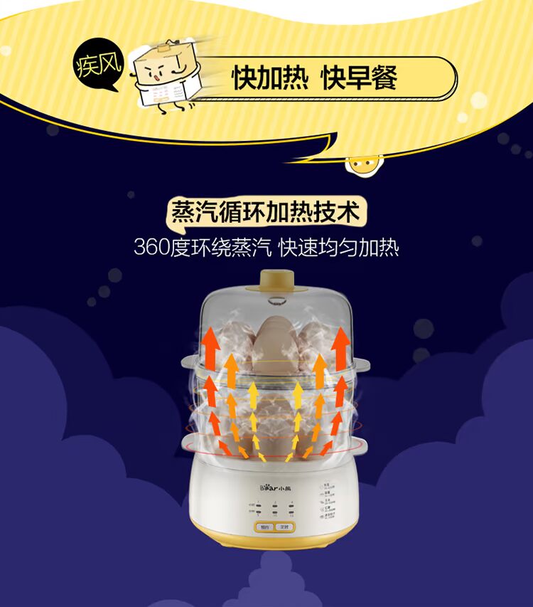 nồi hấp thủy nhiệt Trứng luộc trứng tự động tắt hẹn hẹn hấp trứng hấp 羹 đôi trứng inox hầm nhỏ nồi điện nấu mì