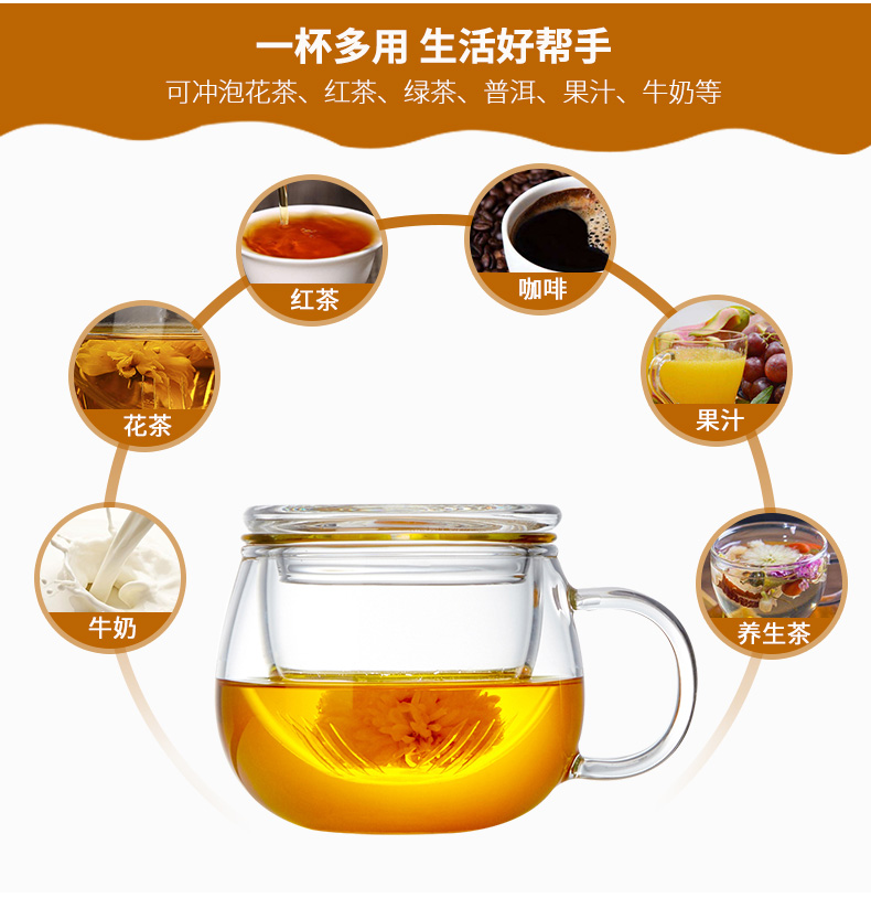 Mesni hoa tách trà lọc tách thủy tinh trong suốt tách trà chịu nhiệt tách trà hộ gia đình có nắp cốc nước - Tách cốc giữ nhiệt