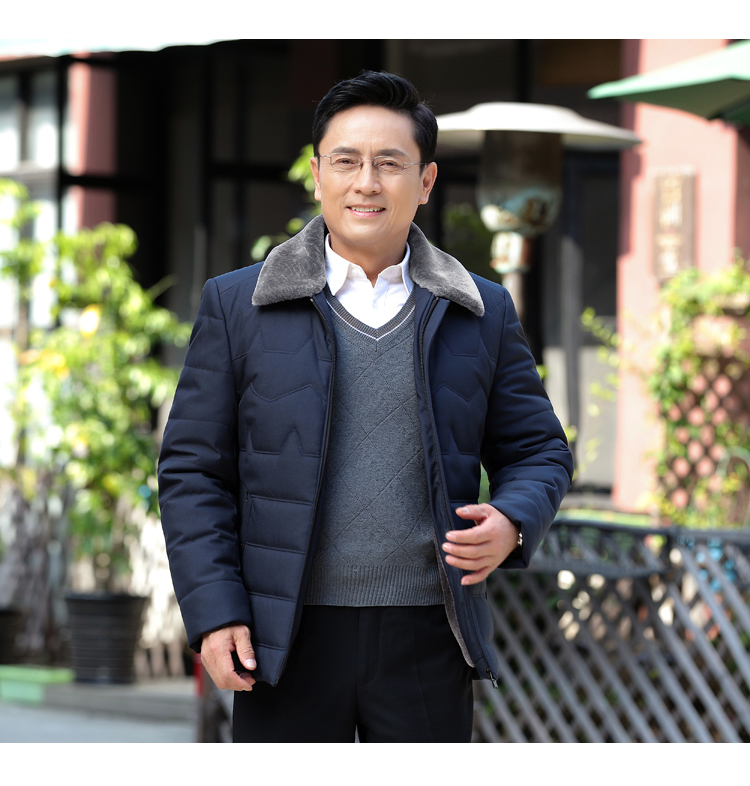Áo khoác cotton cộng với nhung dày trung niên áo khoác cotton trung niên áo khoác mùa đông ve áo 4050 tuổi quần áo cotton giản dị áo khoác nam