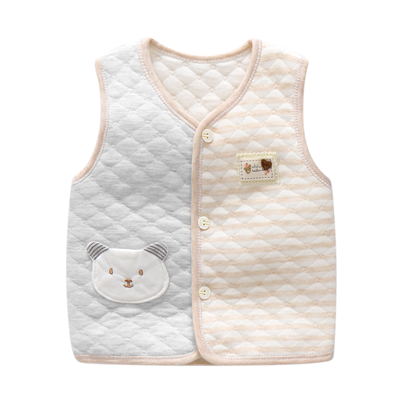 Mùa xuân và mùa thu nam giới và phụ nữ bé vest bé vest cotton trẻ em vest ấm vest vai màu cotton mùa xuân và mùa hè phần mỏng