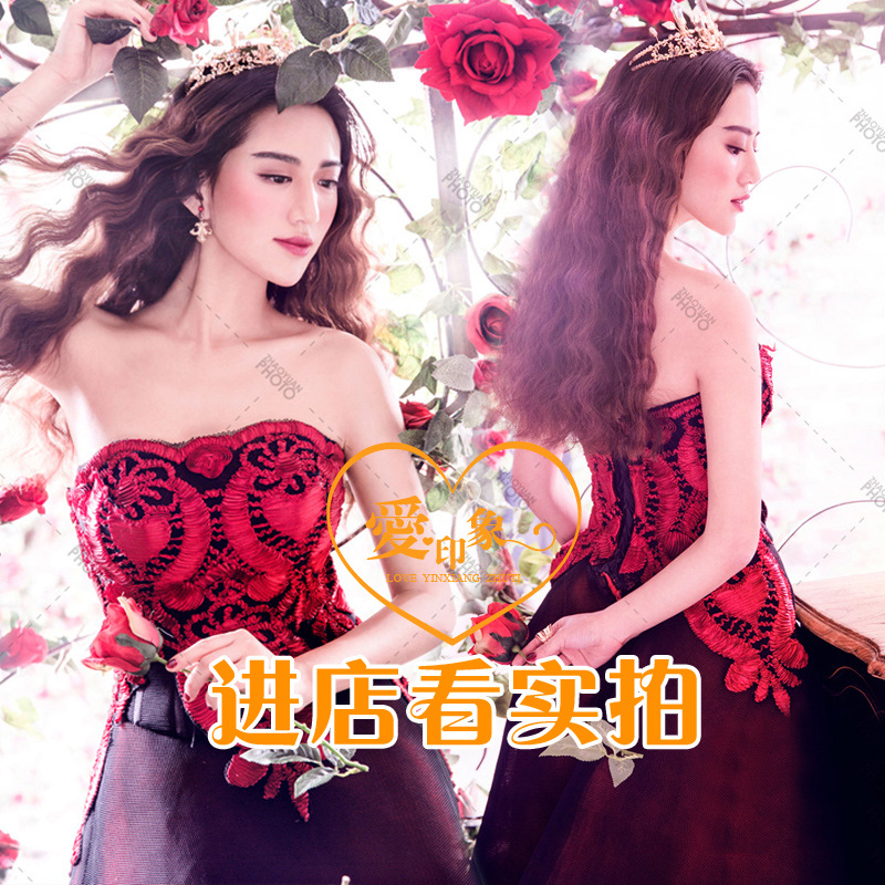 2021 exhibition new photo studio theme wedding dress retro couple photo clothing black lace photo clothing