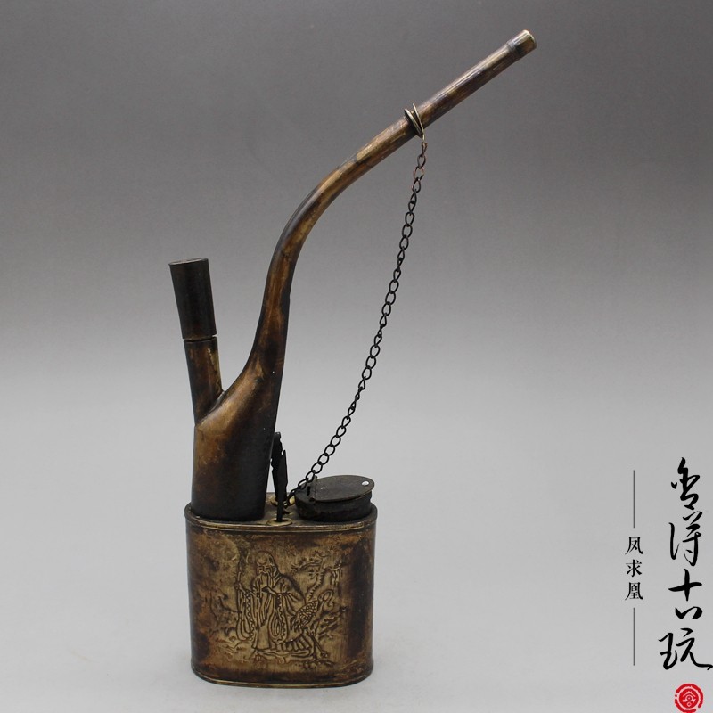 Retro pure copper old water smoke infighting over water filtration cigarette holder water smoke bag old copper water smoke bucket collection hem