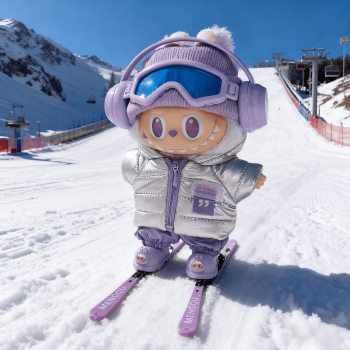 Rmax labuwa clothes 17cm snowboard set labubu front high energy macaron sportswear accessories