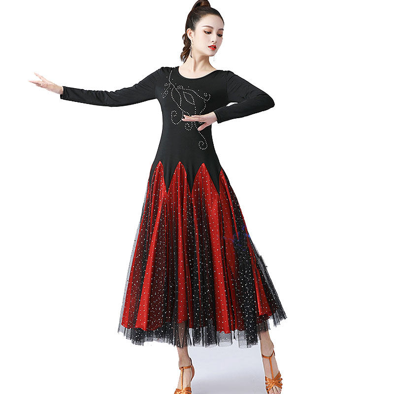 New arrival ballroom dance dress with large swing, fall and winter dance  modern dance competition long