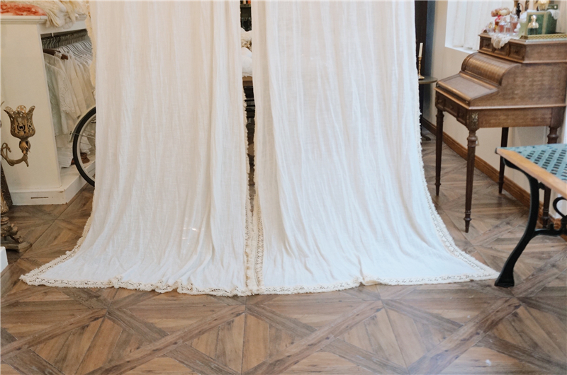 Nhập khẩu bông Pháp retro phong cách Pháp ánh sáng sang trọng ren tồi tàn ban đầu màn cửa sổ phân vùng màn - Phụ kiện rèm cửa khung rèm kéo