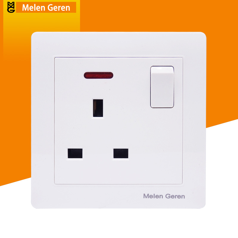 Concealed type 86 wall foreign trade socket Hong Kong power outlet British standard British standard British 13A three-hole socket panel