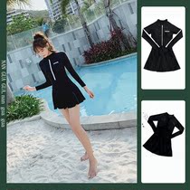2021 long sleeve swimsuit female summer conjoined new sunscreen skirt Korean ins Wind thin belly conservative students