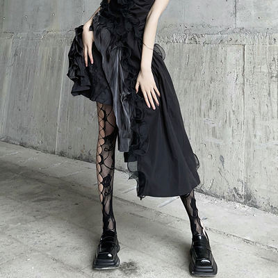 Rose hollowed-out net socks for women, pure fishing net stockings for women, black pantyhose, lo stockings, hot girl outfit, black stockings