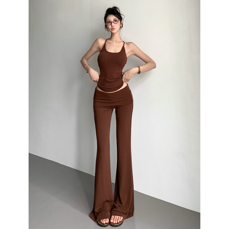 Camisole 2026 Summer New Style with Chest Pads, Versatile High-Elastic Tank Top, Slim Fit, Leg-Lengthening Casual Pants Two-Piece Set