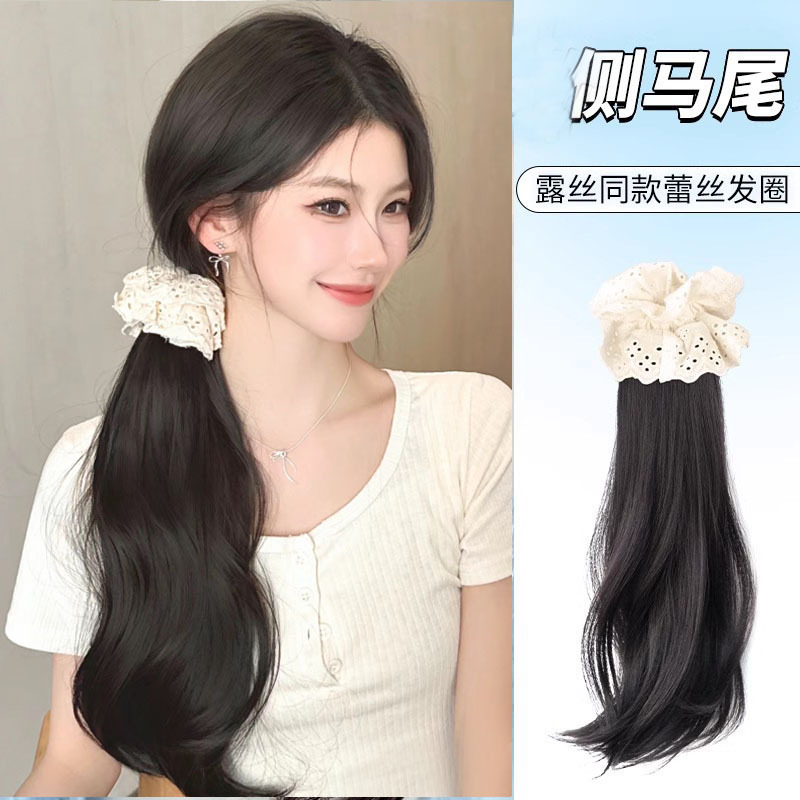Ruth's Style Braided Hairpiece for Women, Gentle Side-Tied Low Ponytail, Slightly Wavy and Fluffy, Made of Real Hair with Lace Hair Tie and Claw Clip, Fake Ponytail Ruth's Style Braided Hairpiece for Women, Gentle Side-Tied Low Ponytail, Slightly Wavy and Fluffy, Made of Real Hair with Lace Hair Tie and Claw Clip, Fake Ponytail
