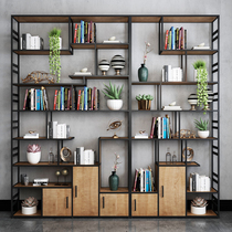 Wrought iron bookshelf shelf office floor-to-ceiling study hallway locker display shelf industrial wind cut-off bookcase