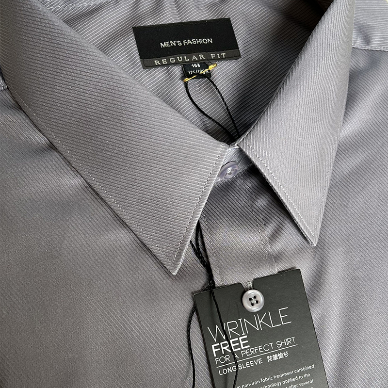 Men's Shirt Twill Gray Work Shirt Casual Long-Sleeved Business Slim Formal Wear Anti-Wrinkle Spring and Summer Work Clothes Men's Shirt Twill Gray Work Shirt Casual Long-Sleeved Business Slim Formal Wear Anti-Wrinkle Spring and Summer Work Clothes