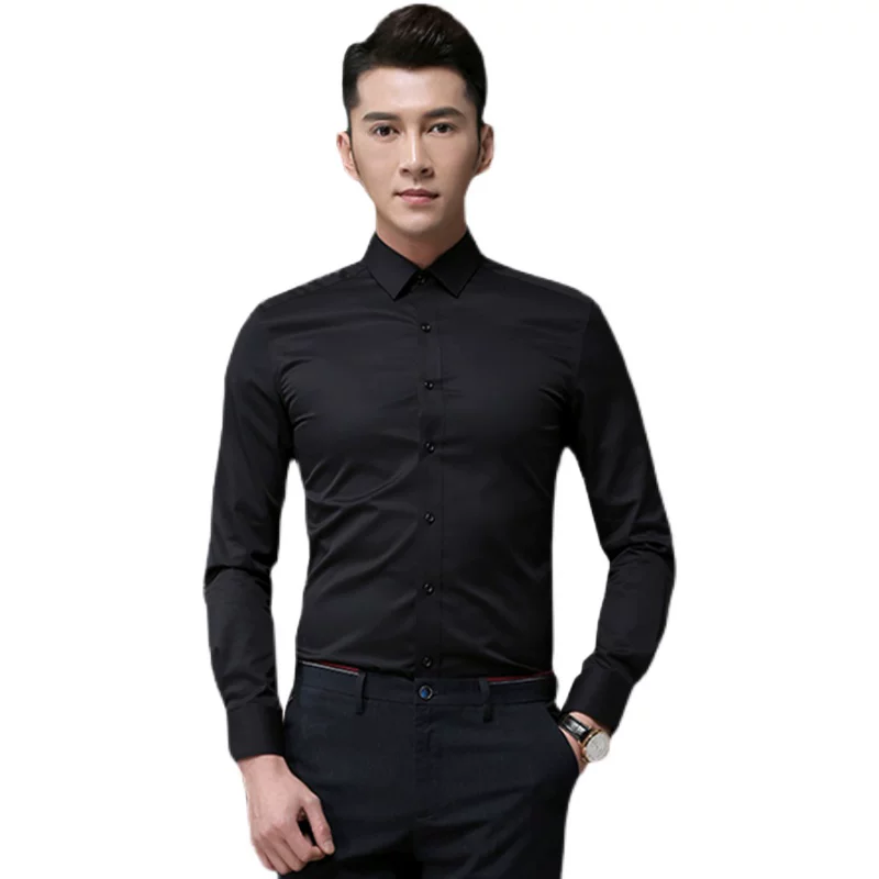 Белая эластичная рубашка, slim fit, с коротким рукавом