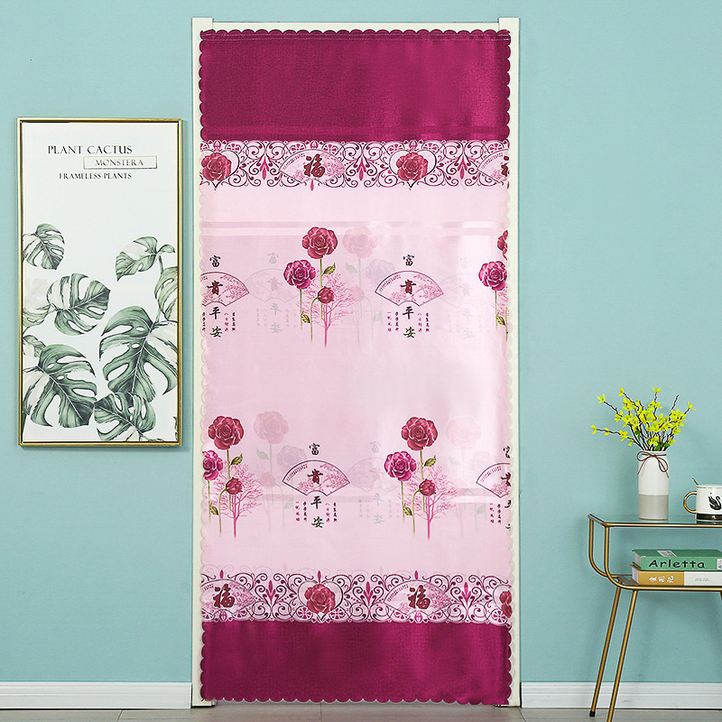 Magic Tape Door Curtain, No Drilling Required, Blackout Bedroom Curtain, Fabric Home Kitchen Bathroom Partition Curtain, Decorative for All Seasons