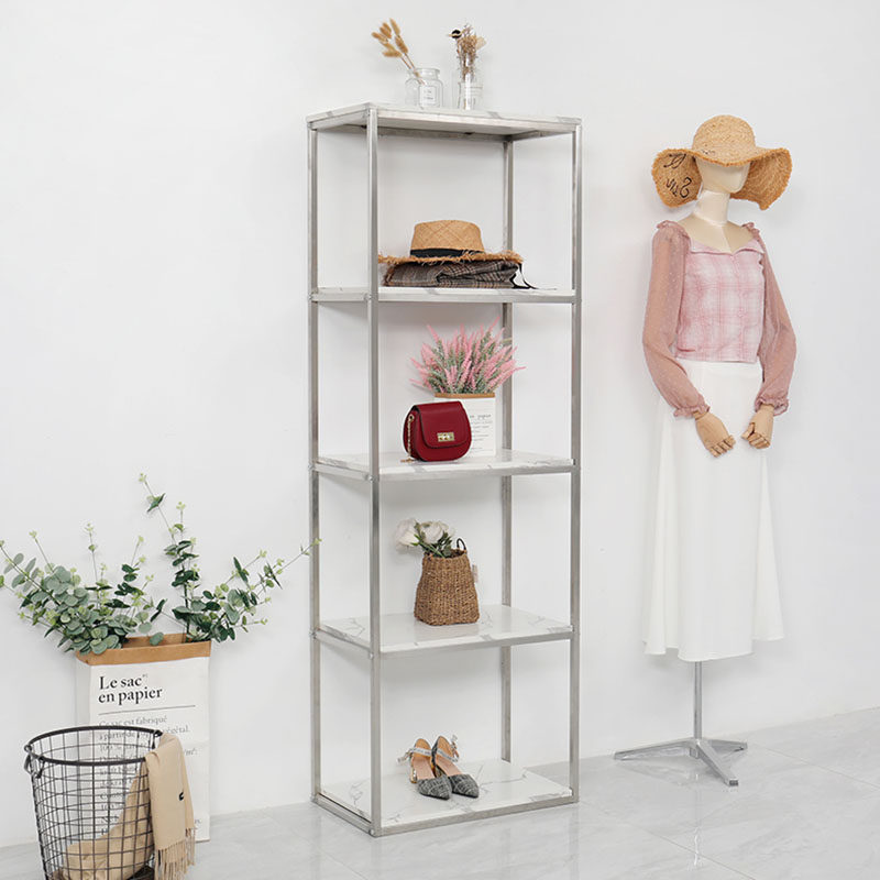 Clothing store floor-standing shoe bag display rack Women's store Nakajima shelf bag storage rack Multi-layer shoe rack silver