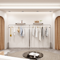 Clothing store wall wall-mounted clothing display rack with pillars Net red stainless steel wire drawing special-shaped display rack hanger hanger