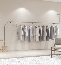 Stainless steel clothing display rack upper wall side hanging hanger womens special-shaped silver brushed clothing rack floor shelf