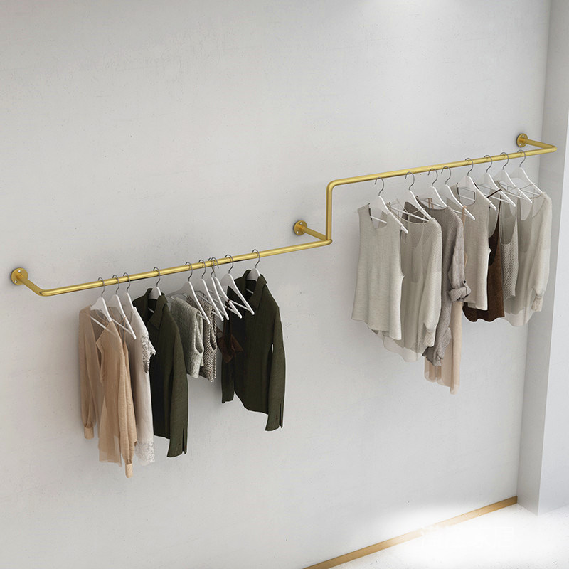 Golden specially-shaped upper wall display rack clothing store special hangers web celebrity live studio photo clothes shelves