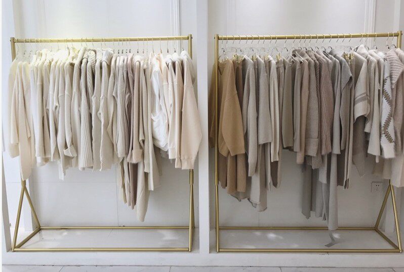 Golden Iron Art Clothing Show Shelf Brief Modern Men's And Women's Clothing Shelves Hung Hanger Fashion Clothes Rack Floor Style