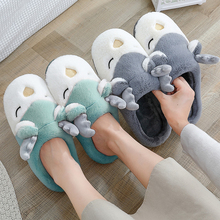 麋鹿厚底情侣毛毛绒棉拖鞋