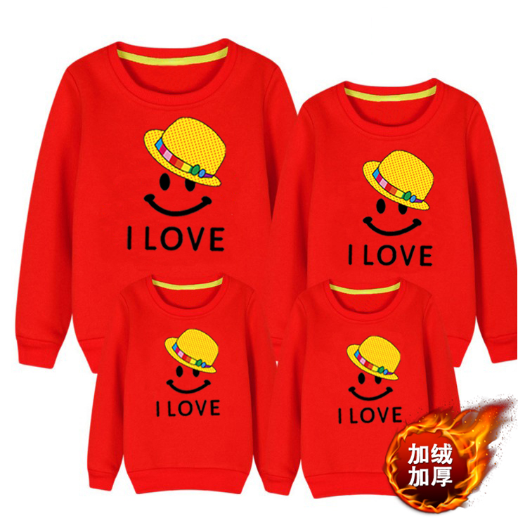 Quần áo mùa thu cha mẹ con 2018 mới mẹ mẹ và con trai gia đình ba mùa thu đông cộng với áo len nhung dày phù hợp với gia đình đồng phục gia đình cao cấp