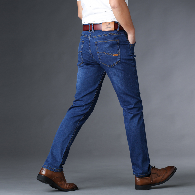 Mùa thu và mùa đông dày quần jean co giãn cao lỏng thẳng eo cao cộng với phân bón quần thun XL quần bò ống rộng nam