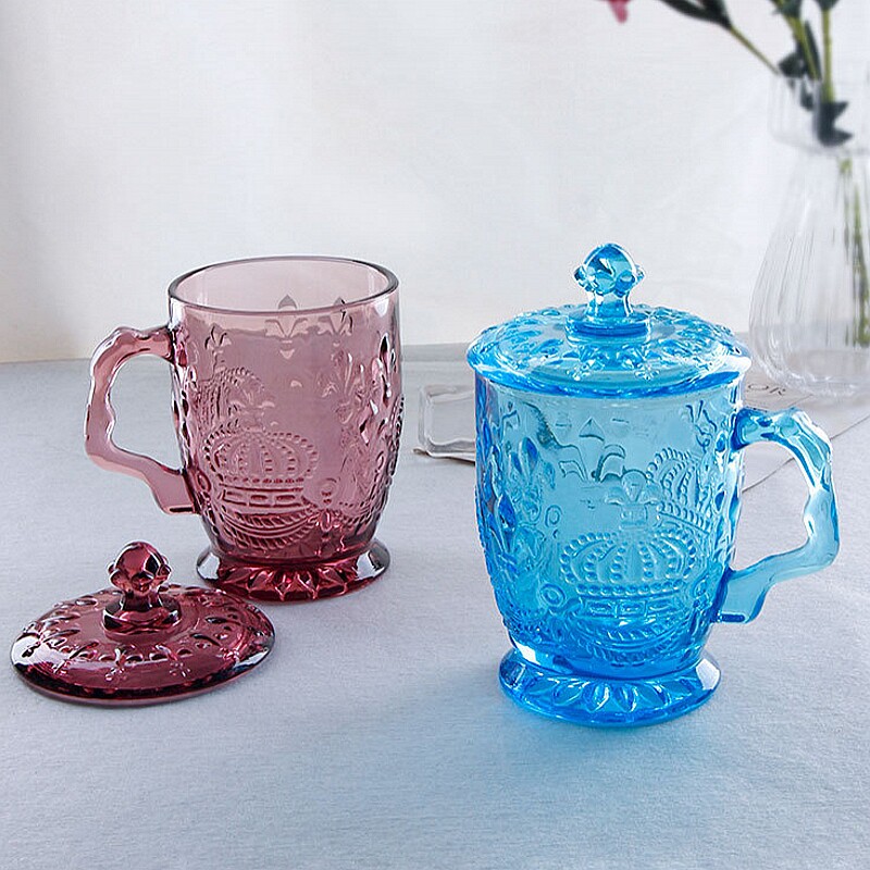 Eurostyle Retro Palace Court Relief Glass Water Cup Coffee Cup Mark Cup Large Capacity Gift Tea Cup Fashion Mug