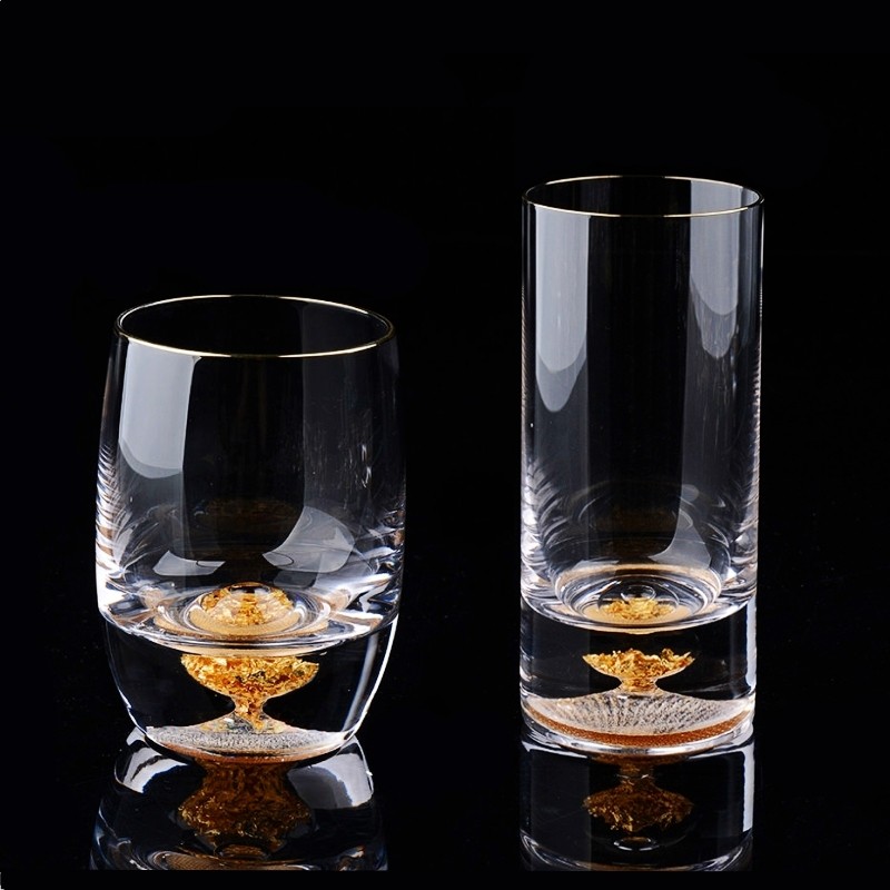 Taiwan gold foil crystal glass teacup creative depiction of high-end transparent green tea cup gold cup cup