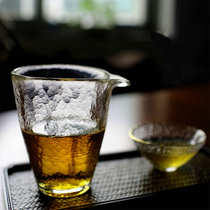 Day-type thickened hammer grain heat resistant glass fair cup merit tea cup handmade big number male cup sub-tea tea set