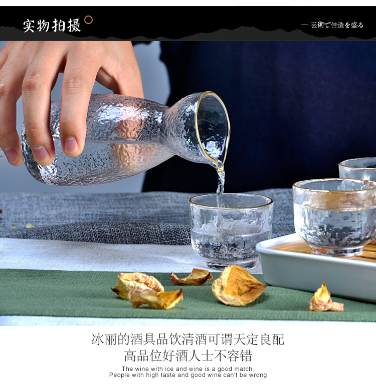 Rượu sake phong cách Nhật Bản đặt với búa búa mô hình hầm rượu vang hầm rượu nhỏ ly rượu sáng tạo 1 nồi 4 ly - Rượu vang ly uống rượu vang ocean