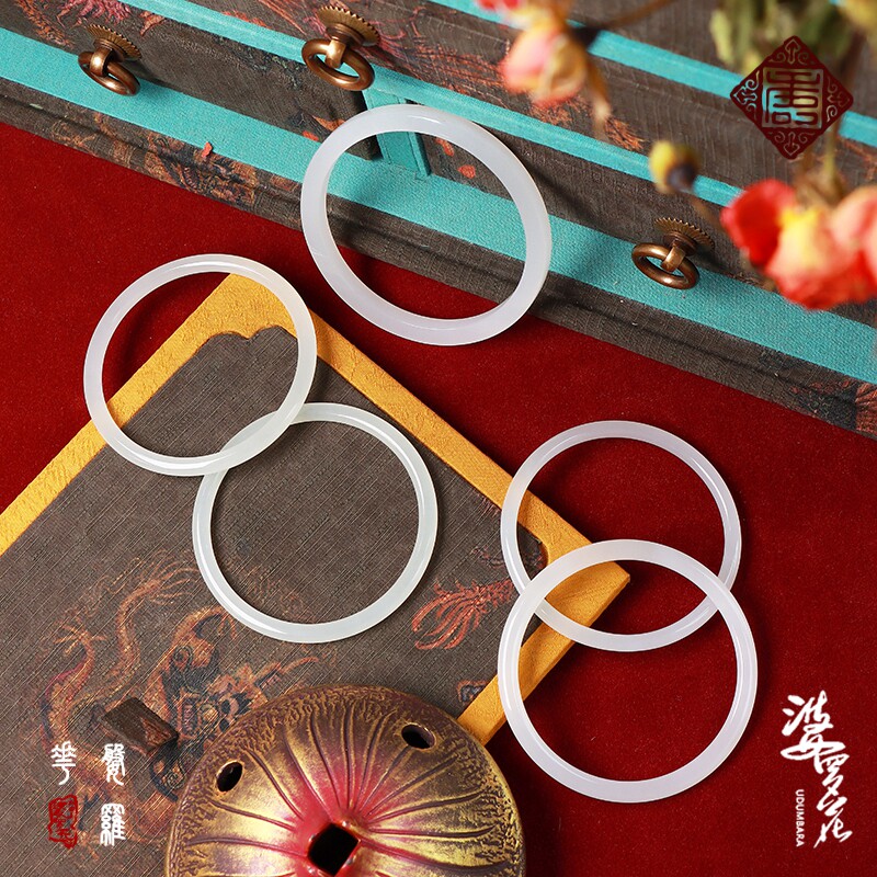 Qinghai Old Material and Yuzhu white jade thin bangle lady narrow jade bracelet