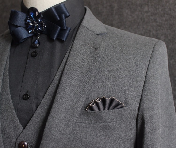 Suit túi khăn cưới phù hợp với khăn vuông ngực khăn cao cấp sử dụng kép nam túi khăn trâm cài Anh huy hiệu kute