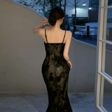 Черное сексуальное вечернее платье, изысканный стиль, французский стиль, эффект подтяжки