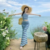 Костюм «Остров Допамина», вязаное платье в полоску из двух частей, летний наряд для приморской красотки, полный комплект