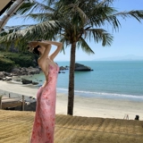 Сексуальное пляжное платье для путешествий, юбка, популярно в интернете, эффект подтяжки, с открытой спиной