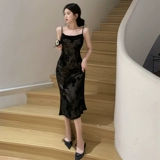 Черное сексуальное вечернее платье, изысканный стиль, французский стиль, эффект подтяжки