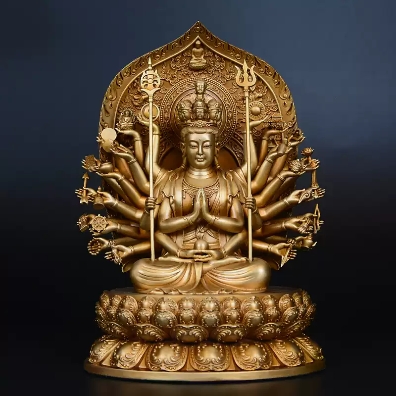 生肖守护神千手观音阿弥陀佛虚空藏菩萨不动明王铜佛像摆件本命佛-淘宝