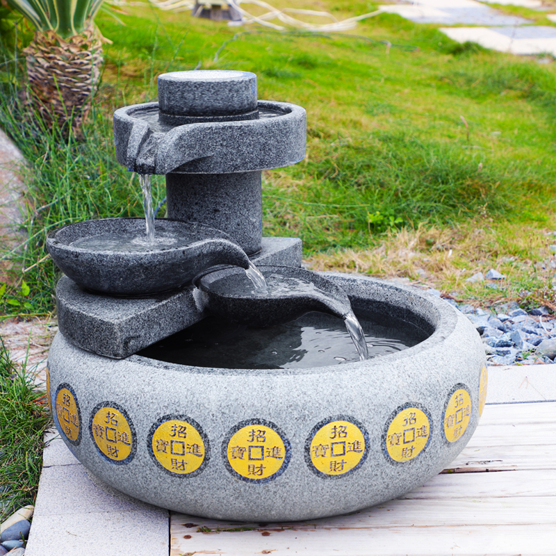 Bill of Finance Flowing Water Swing Piece Circular Water Fish Cylinder Landscape Home Living Room Xuanguan Decorative Courtyard Landscaped Landing and Swaying Pieces