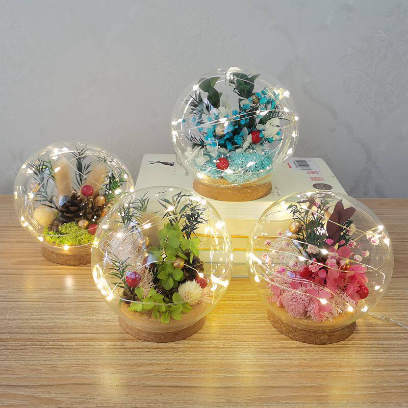 Handmade Diy gift forest Water crystal ball evergreen flower drying flower plant glass bottle with lamp material bag
