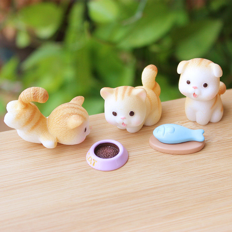 Gaffy kitty meow Martian cute pet feeding basin resin craft On-board Cake Pendulum with Scape Diy Decoration