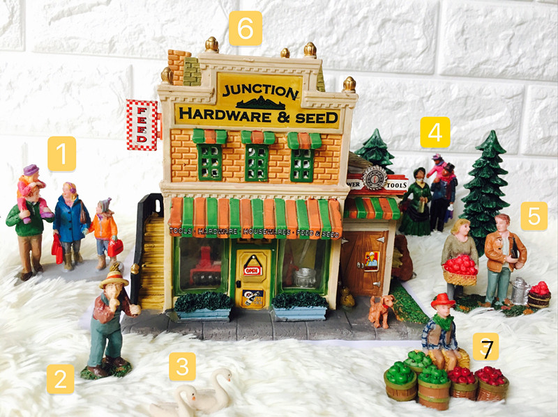 Foreign Trade Outlet Ceramics Scene Agriculture Supplies Yellow Wall Stairway Cabin Shop Harvest Season Character Resin