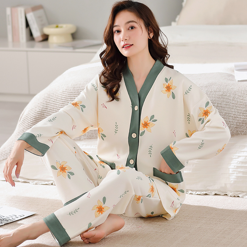 Plus Size Women's Pajamas, Spring and Autumn Style, Long-Sleeved, Pure Cotton, Extra Large for Fat Women, Spring and Autumn Loungewear Plus Size Women's Pajamas, Spring and Autumn Style, Long-Sleeved, Pure Cotton, Extra Large for Fat Women, Spring and Autumn Loungewear