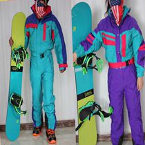  Exported to Europe and the United States one-piece ski suit mens and womens veneer two-piece one-piece ski suit set waterproof and windproof down liner