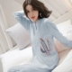Bộ đồ ngủ nữ cực rộng mùa xuân và mùa thu cotton dài tay phiên bản Hàn Quốc giảm béo mm cộng với phân bón XL set 200 kg hè đồ bộ kiểu đẹp 2021